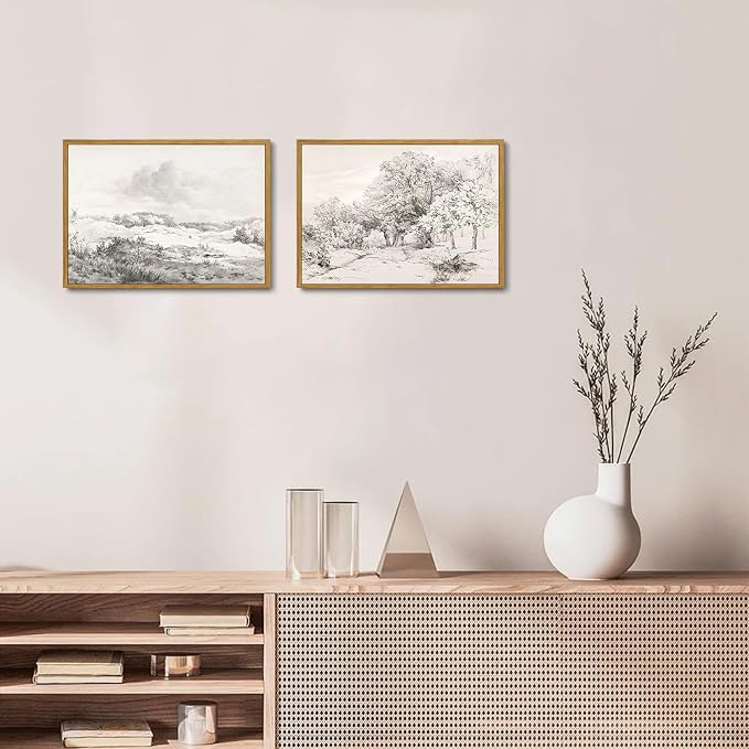 OIQArtOIQ Vintage Landscape Canvas Wall Art Framed Natural Scenery Painting - Image 4