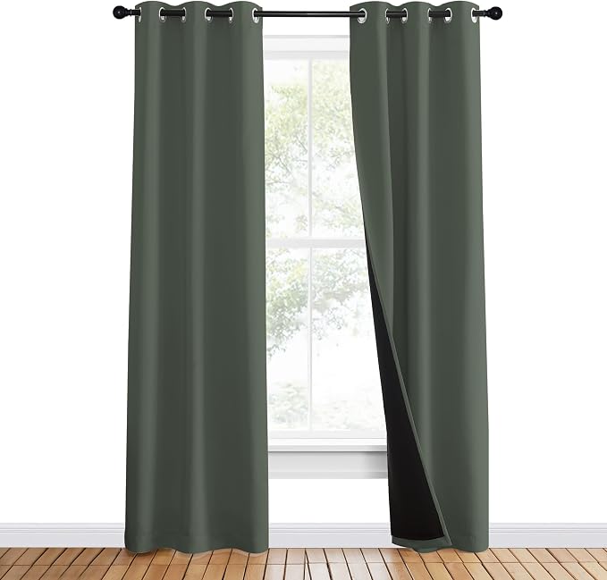 NICETOWN 100% Blackout Curtains 80" Long, Pair of Energy Smart & Noise Blocking - Image 2