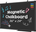 Lockways Magnetic Chalkboard 36 x 24 Inches, Aluminum Frame Large Blackboard by Lockways