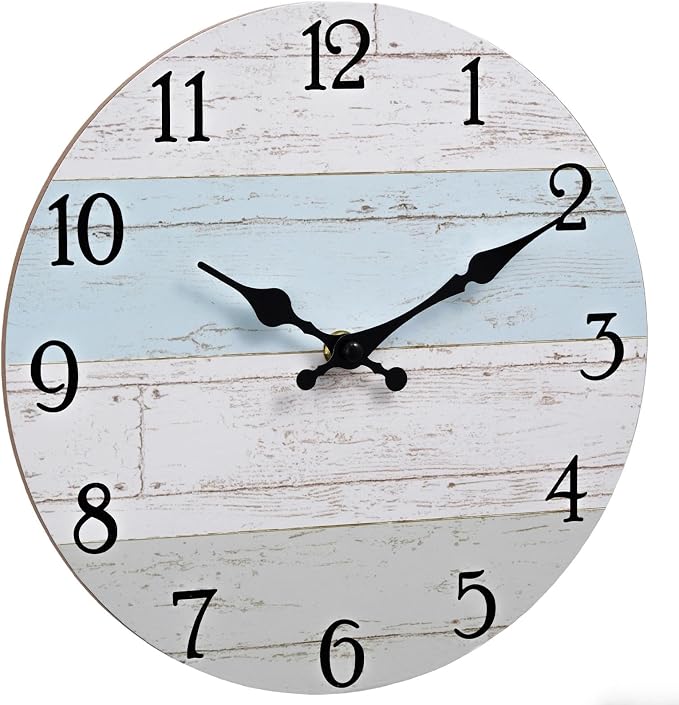 KECYET Wall Clock 8 Inch Silent Non-Ticking Coastal Beach Style Wall Clocks - Image 7