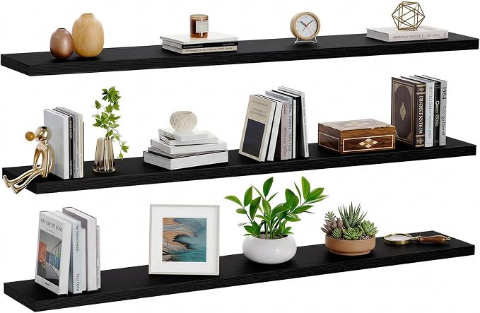 AMADA HOMEFURNISHING 47.2" L Floating Shelves, Wall Shelves Set of 3 - Image 9