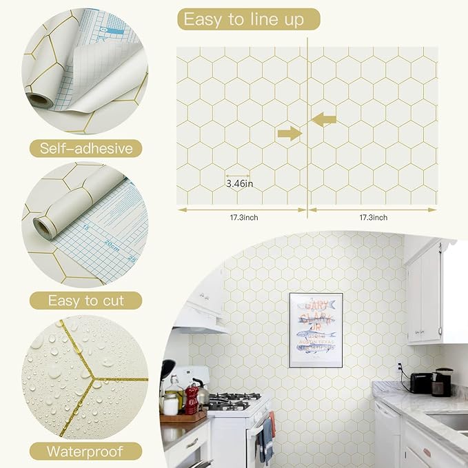 Beige and Gold Wallpaper Geometric Peel and Stick Wallpaper - Image 2
