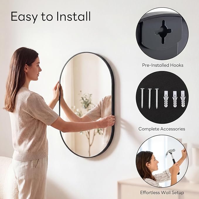 Sweetcrispy 20" x 30" Black Bathroom Mirror - Image 5
