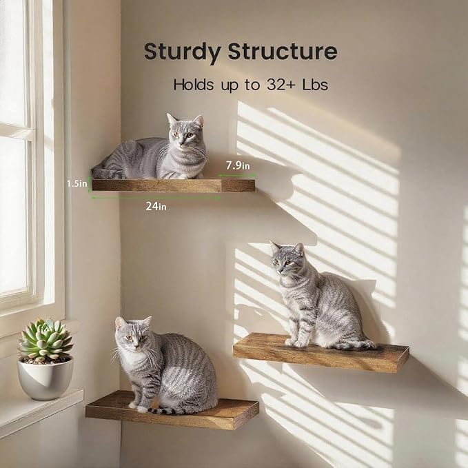 Vervida® 3 Pack Rustic Brown Floating Shelves, Holds Up to 38 Lbs, - Image 3
