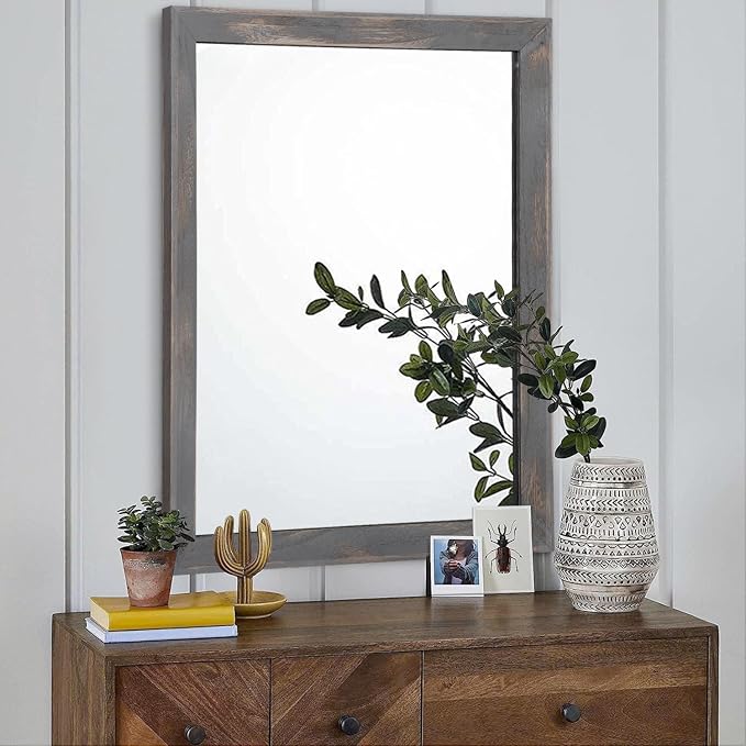 AAZZKANG Wooden Mirror Rectangle Rustic Mirrors - Image 3