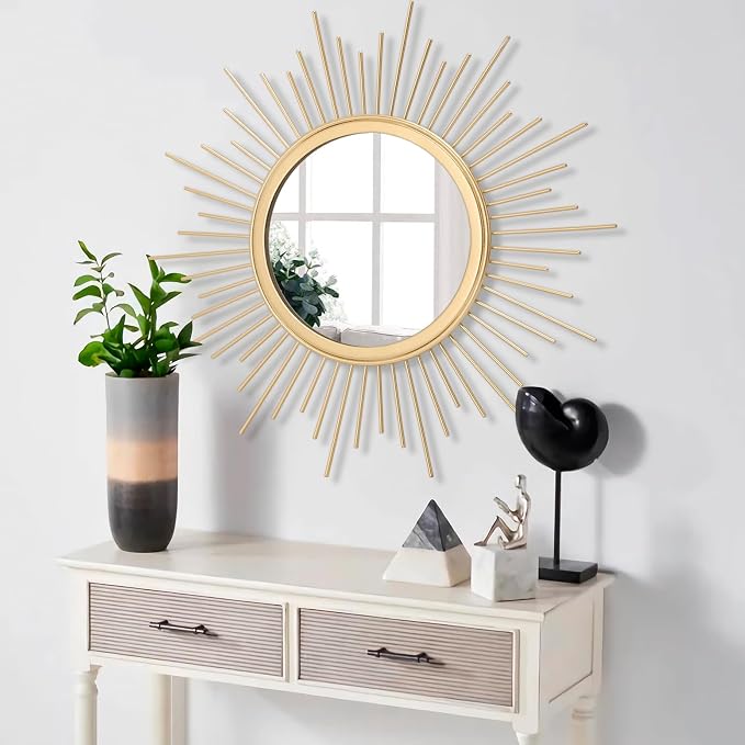 Gold Mirrors for Wall Metal Sunburst Wall Mirrors Home Décor Decorative Hanging - Image 5