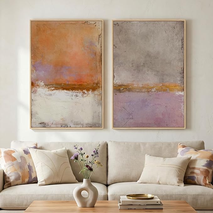 Large Framed Abstract Wall Art for Living Room, Modern Minimalist Painting by MXART