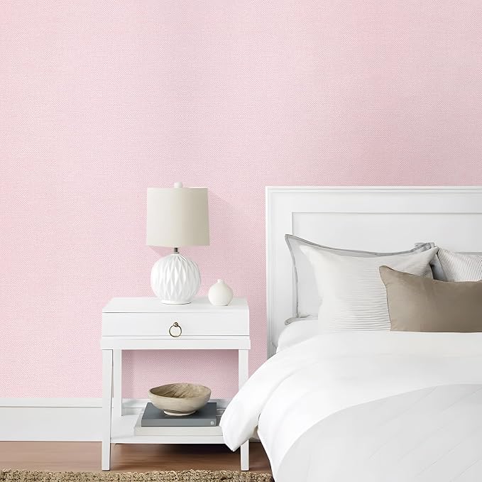 15.75"x393.7" Grasscloth Peel and Stick Wallpaper Pink Textured Contact Paper - Image 3