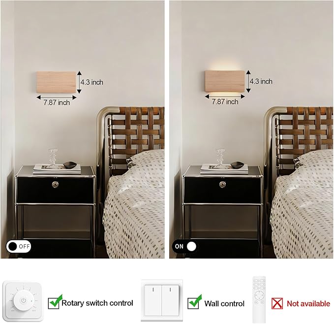 Wood Wall Sconce Indoor Wall Lights Hardwired 2 Pack Up and Down Wall Mount - Image 6
