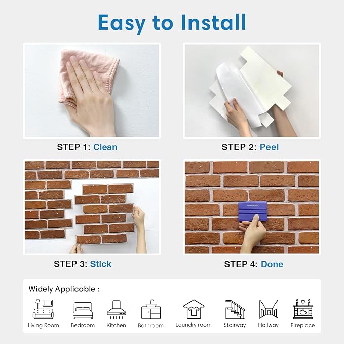 COMSTICKC 3D Faux Brick Wall Panels Peel and Stick Wall Stickers, Small Size - Image 8
