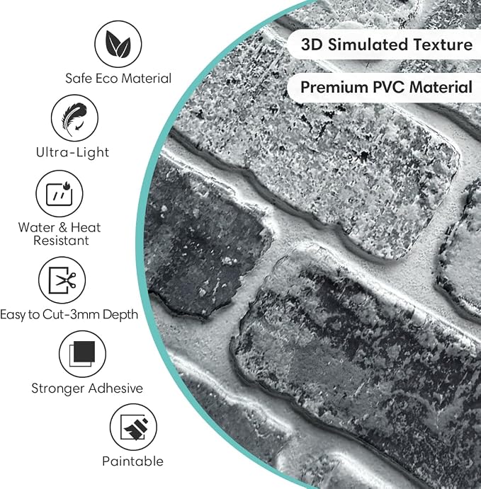 Commomy 3D Peel and Stick Brick Tiles - Image 4