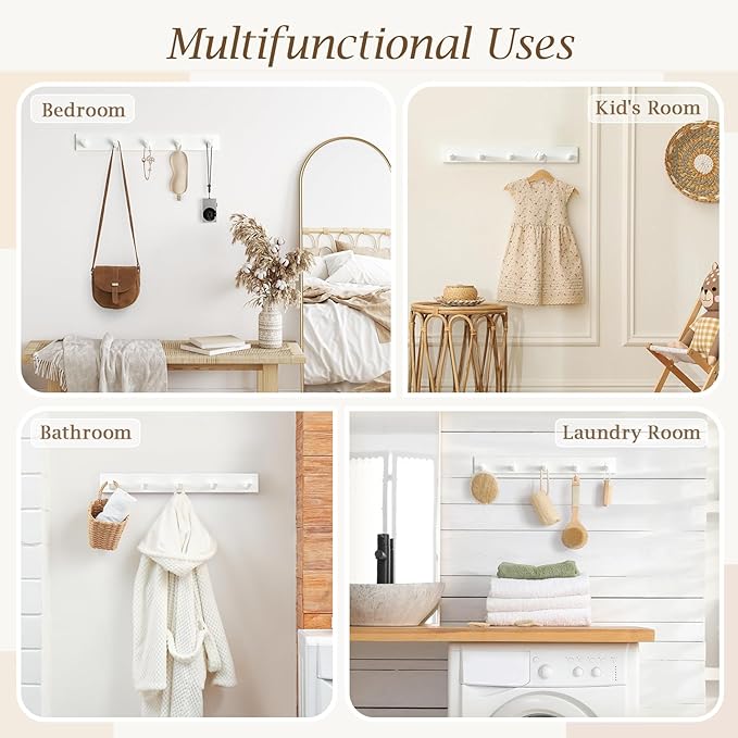 Coat Rack Wall Mount, Wooden Coat Hanger - Image 6