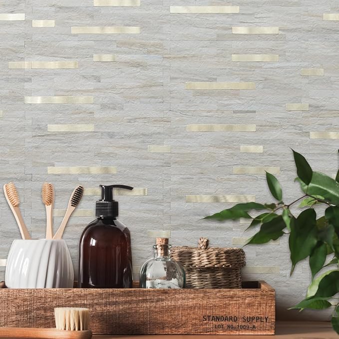 AULIGET 20 Sheets Faux Stone Peel and Stick Backsplash - Image 6