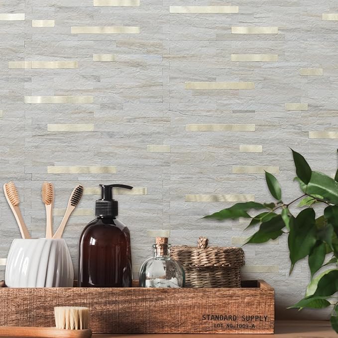 AULIGET 2 Sheets Faux Stone Peel and Stick Backsplash - Image 6