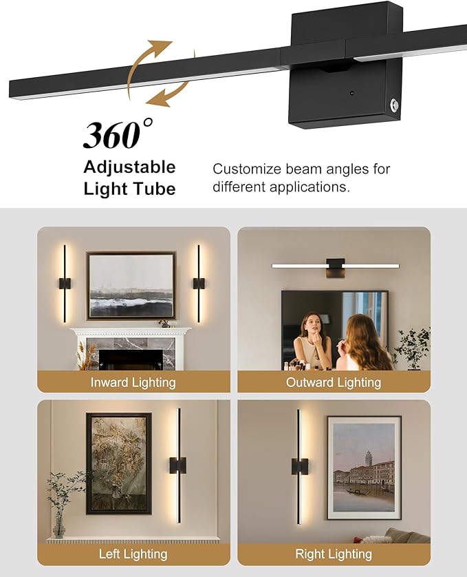 Rayogale 36 Inch 8000mAh Rechargeable Battery Operated Wall Sconce Set of Two - Image 5