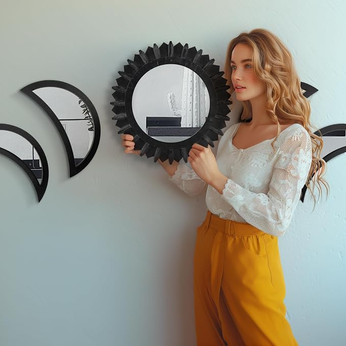 WAKOSAN Wall Mirror, Moon Phase Mirror Set, Wall Decor - Image 3