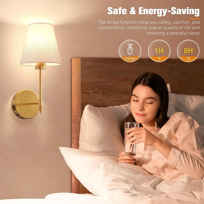 NIORSUN 14.5 inch Battery Operated Wall Sconce Set of 2, 9 Colors Wireless - Image 6