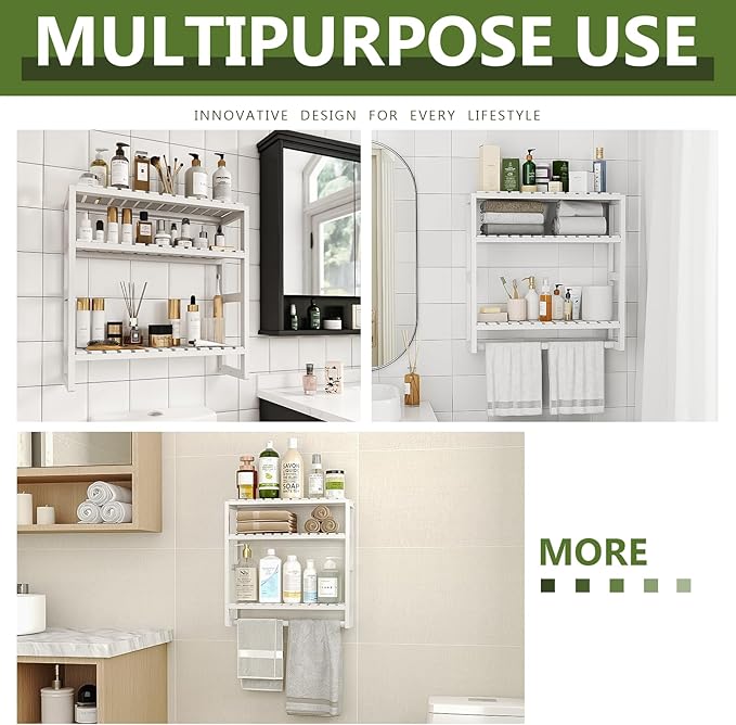 Galood Over The Toilet Storage Bathroom Shelves Wall Mounted 3 Tier Space Saver - Image 6