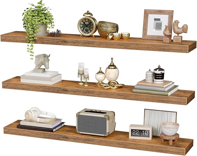 RALGEND Floating Shelves for Wall, 1.5" Thick Wall Shelf Set of 3 - Image 9