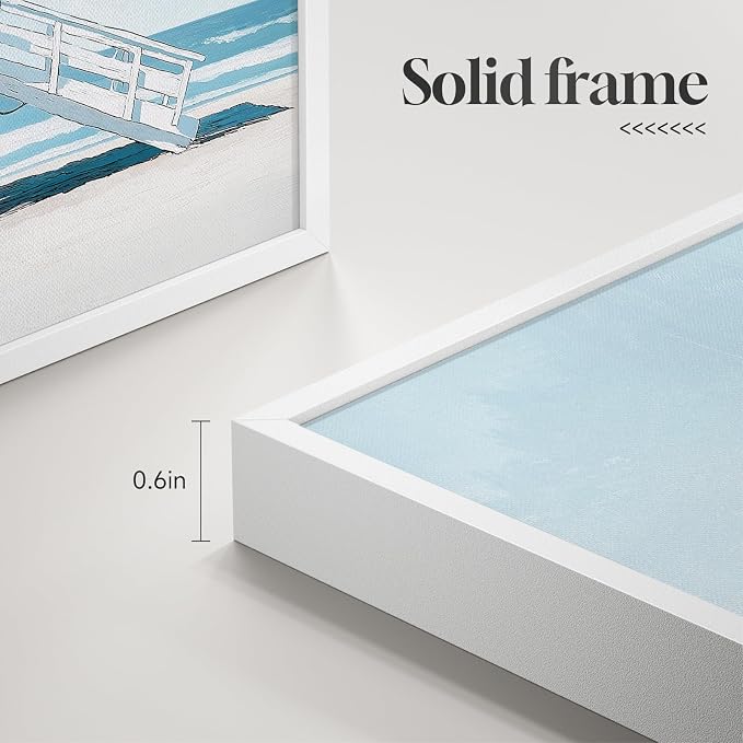 Framed Blue Coastal Beach Wall Art - Image 5
