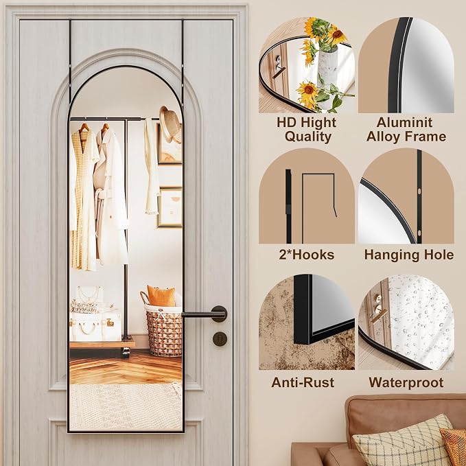 Rowjut Full Length Door Mirror, Wall Mounted Wall Mirrors, Cloakrooms, etc. - Image 5