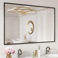 LOAAO 48"X30" Black Rectangle Bathroom Mirror Wall, Matte Black Aluminum Alloy by LOAAO