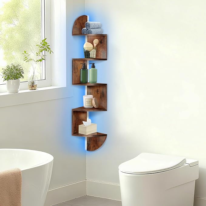 Corner Shelf, 5 Tier Corner Shelf Wall Mounted - Image 5