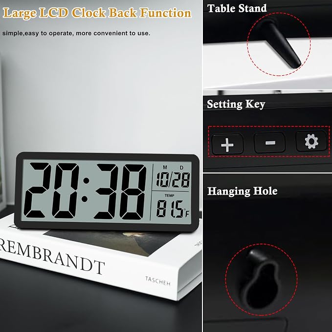 Digital LCD Wall Clock Easy to Set, 8.5 Inch LCD Screen - Image 5
