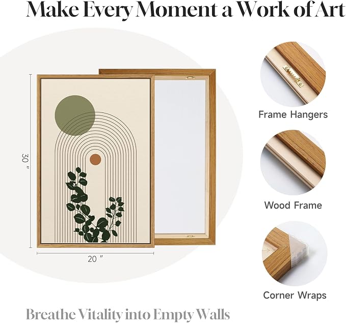 3 Piece Large Framed Abstract Boho Wall Art - Image 5