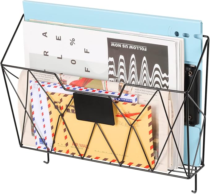 YBING Wall File Organizer for Office Hanging Wall File Holder and Basket Set of - Image 3