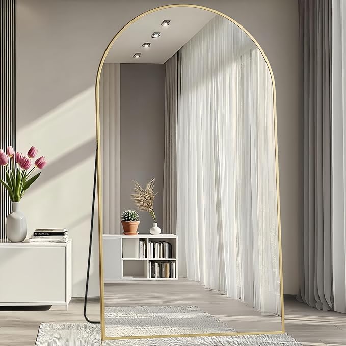 Prywot Full Length Mirror, Oversized 78"x38" Arched-Top Floor Mirror, Free - Image 2