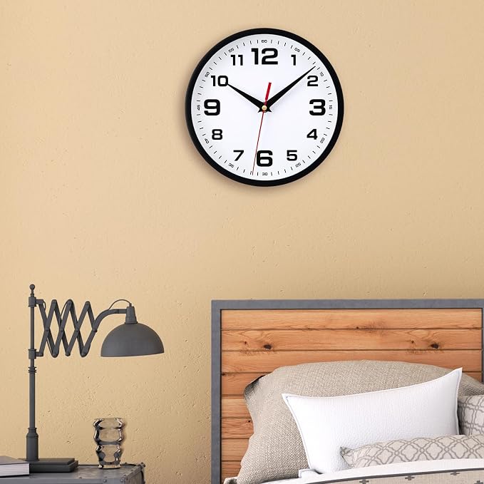 Wall Clock Silent Non-Ticking 10 Inch Clocks Battery Operated Large Numbers - Image 9