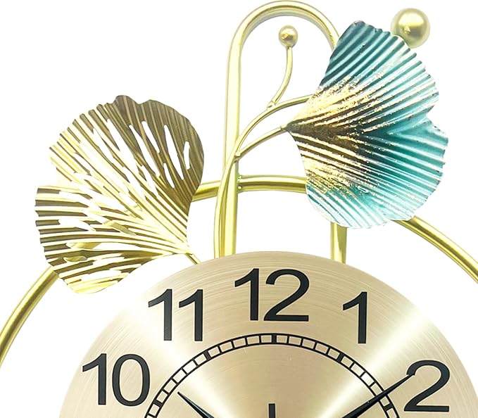 Wall Clocks for Living Room Decor, Unique 3D Metal Iron Ginkgo Leaf Wall Art - Image 5