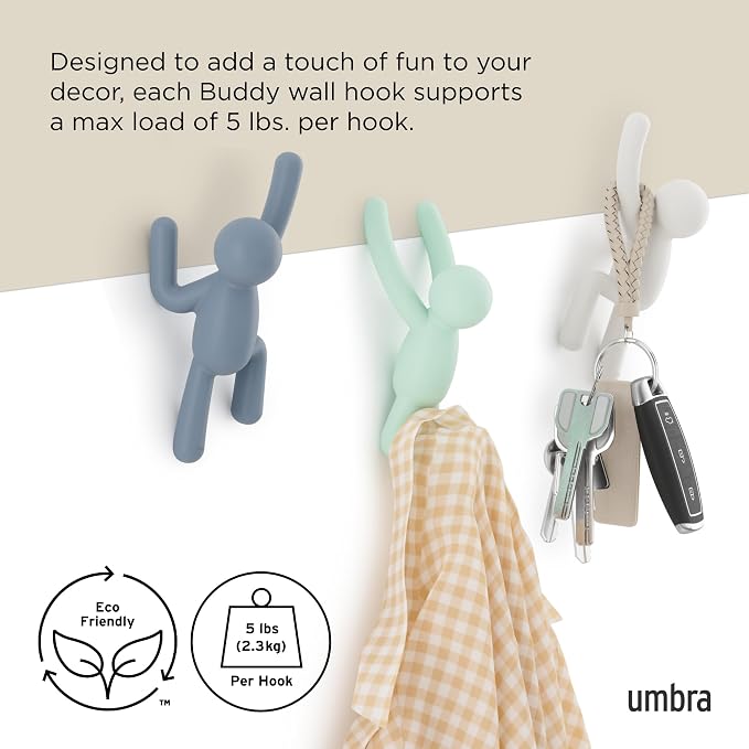 Umbra Buddy Wall Hooks – Decorative Wall Mounted Coat Hooks - Image 5