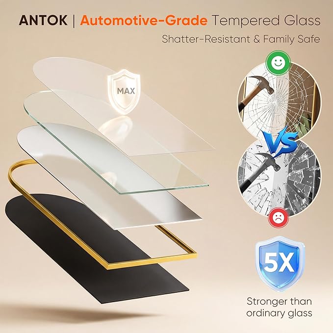 Antok 76" x34” Arched Full Length Floor Mirror, Free Standing/Wall Mount/Leaning - Image 6