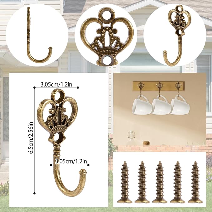 10 PCS Vintage Metal Wall Hooks, Bohemian Decorative Hook - Image 2