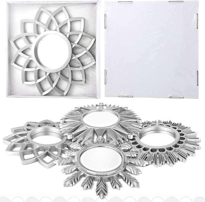 Dandat Set of 4 Gold Mirrors for Wall Decor Small Circle Flowers Mirrors - Image 5