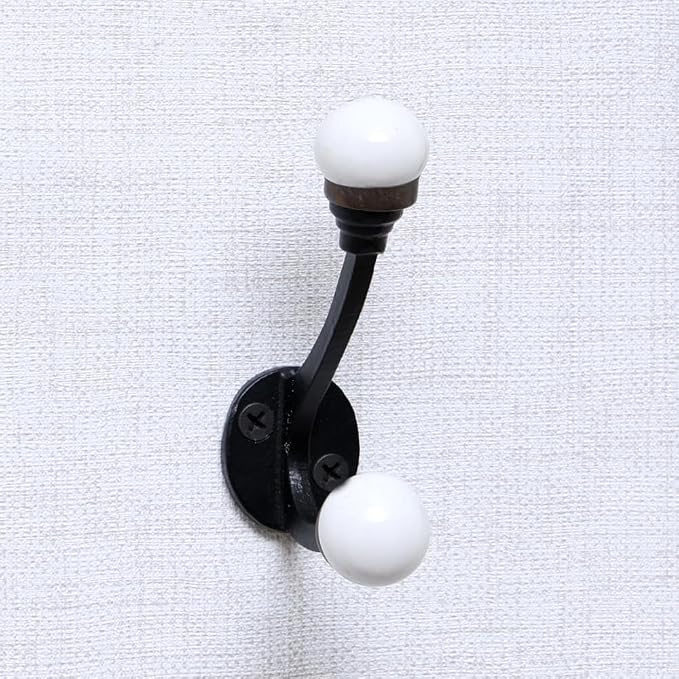 Indian Shelf Pack of 12 Double Prong White Decorative Coat Hooks Unique Coat by IndianShelf