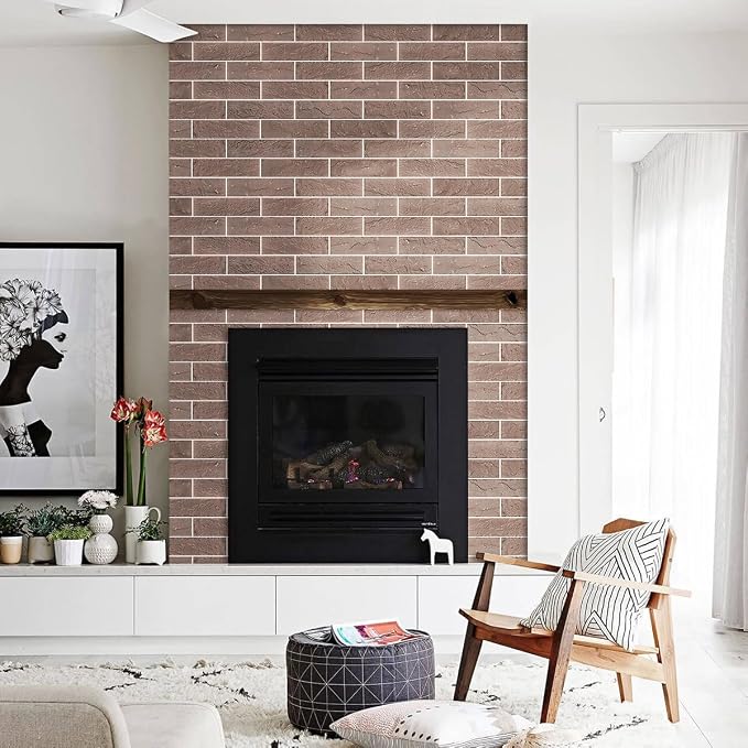 2 Red/Brown Thin Brick Wall Tiles, Clay Manufactured Faux Brick Veneers - Image 5