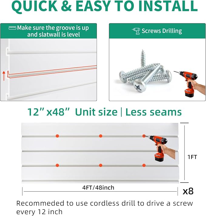 FRAYSCENT Slat Wall Paneling Garage Slat Wall Storage Systems Slatwall Panels - Image 4