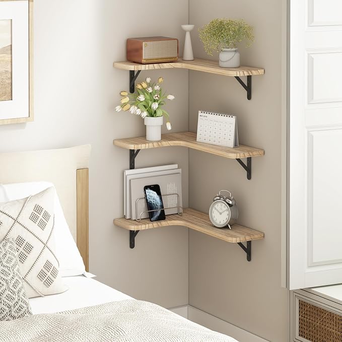 YGEOMER Corner Floating Shelves, Wall Mounted Corner Shelf - Image 4