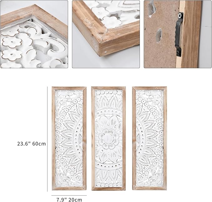 SwallowLiving 3D Layered Mandala Wood Wall Art Set of 3 – 23.6" Large Sacred - Image 2