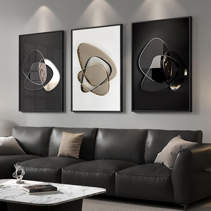 Large Framed Modern Elegant Abstract Wall Art - Image 2