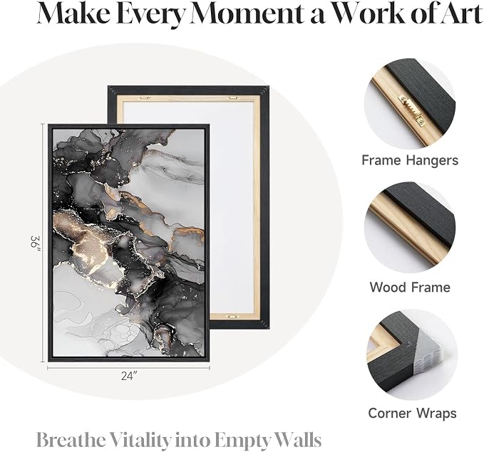 Framed Abstract Black and Gold Wall Art - Image 6
