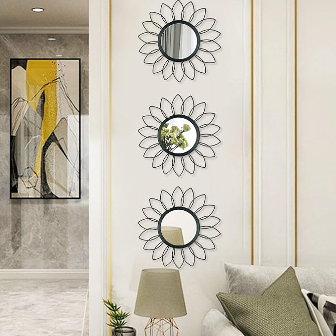 3 Pack Metal Mirrors for Wall Sunburst Wall Mirrors Home Décor Decorative - Image 6