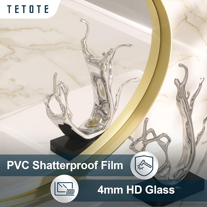 TETOTE Gold Oval Bathroom Mirror, 24 x 36 Brushed Brass Framed Wall Mounted - Image 5
