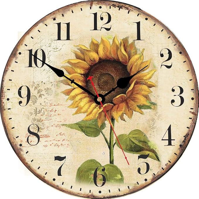 VIKMARI Art Decorative Arabic Numeral Wooden Wall Clock Battery Operated Quartz by VIKMARIWallClock