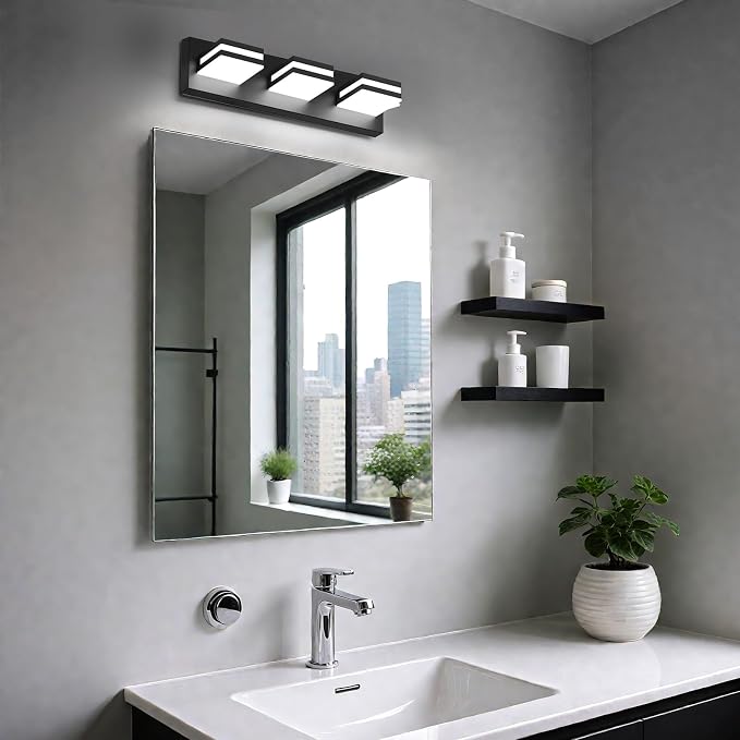 IZORRO LED Modern Bathroom Lights Fixtures, Matte Black Acrylic Wall Lighting - Image 8