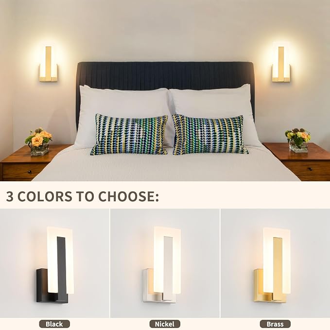 Joosenhouse Modern LED Wall Sconce Set of 2, Brass Warm White Light Wall Sconce - Image 4