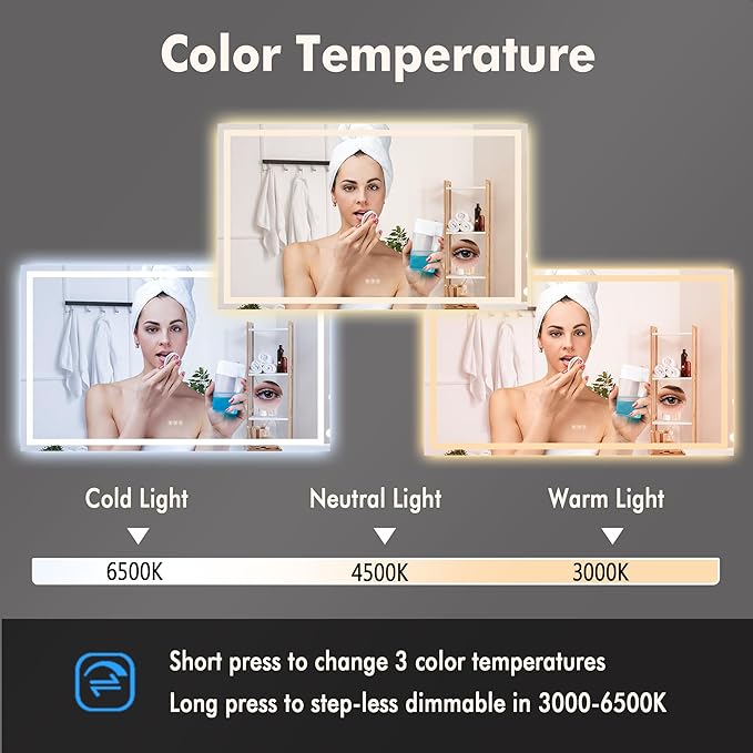 GarveeHome 60x36 LED Bathroom Mirror - Image 4